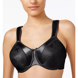 Bali Satin Tracings Black Full Figure Comfort Underwire Minimizer Bra Size 40DDD